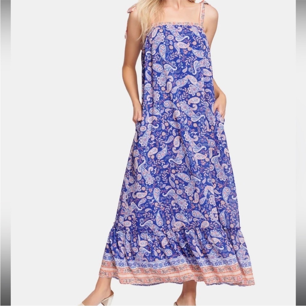 Lost + Wander | Sunday Stroll Maxi Dress | Blue & Orange Paisley | Size XS/S